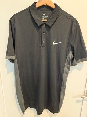 Nike Black Polo with Gray Side Panels and Swoosh